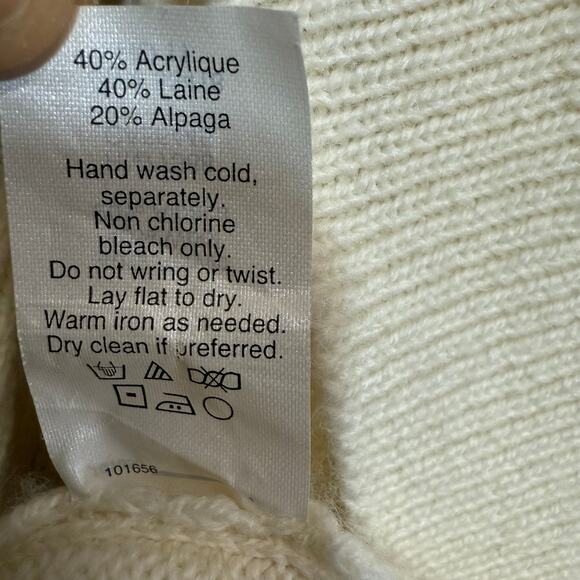 J. Crew Large Wool Alpaca Cream Cardigan Sweater‎ Warm Pockets Softgirl Stretch - Picture 9 of 10